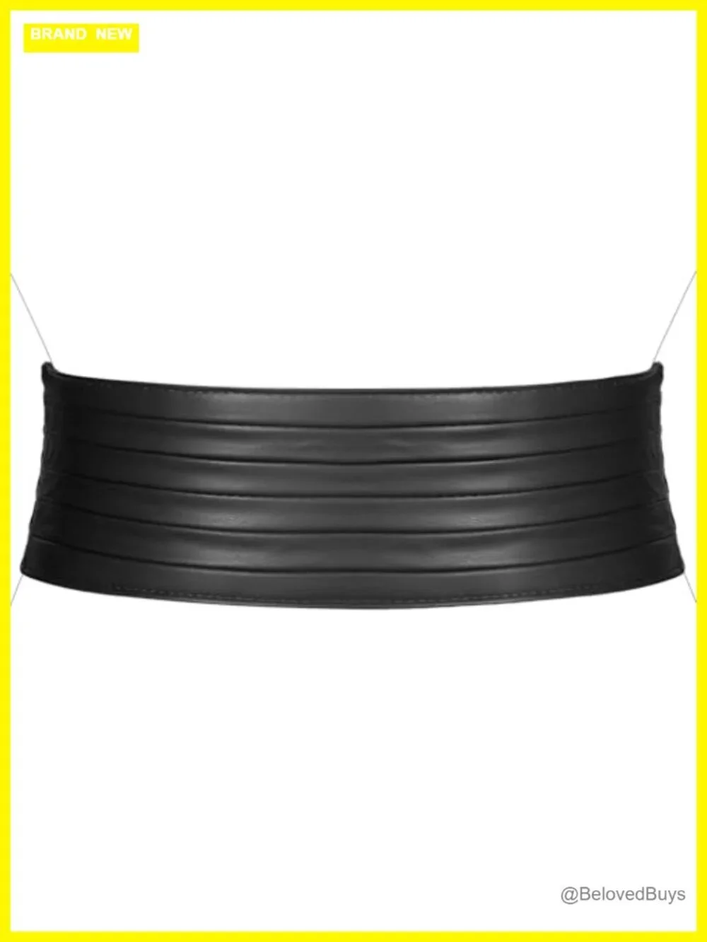 Wide Elastic Faux Leather Stretch Belt for Women with Snap Buckle